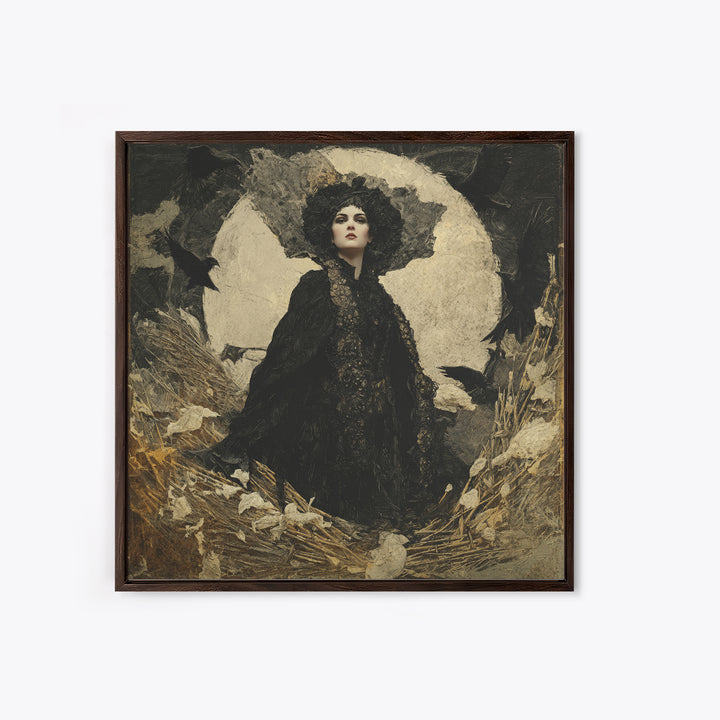 The Salt-Marsh Witch, Dark Symbolist Art, Square Wall Art, Dark Fantasy Wall Art, Canvas Print, Halloween Wall Art