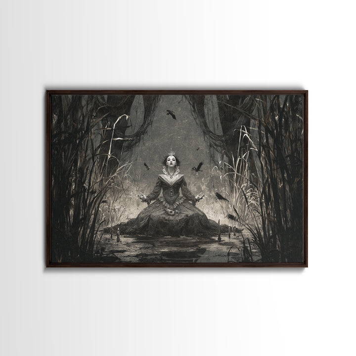 The Salt-Marsh Witch, Expressionist Nightmare Art, Landscape Wall Art, Macabre Wall Art, Framed Canvas Print, Halloween Wall Art
