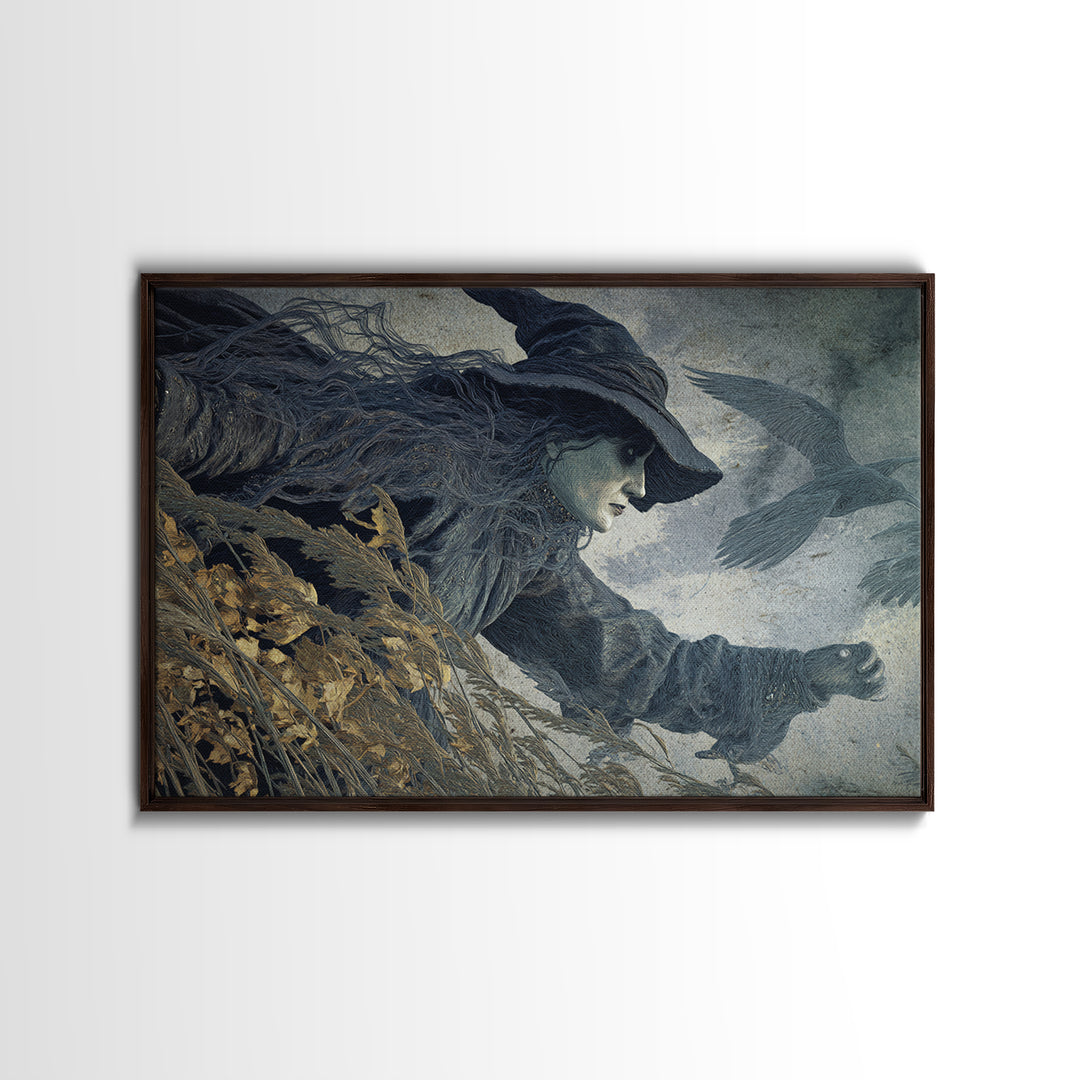 The Salt-Marsh Witch, Expressionist Gothic Art, Landscape Wall Art, Dark Halloween Decor, Canvas Print, Halloween Wall Art