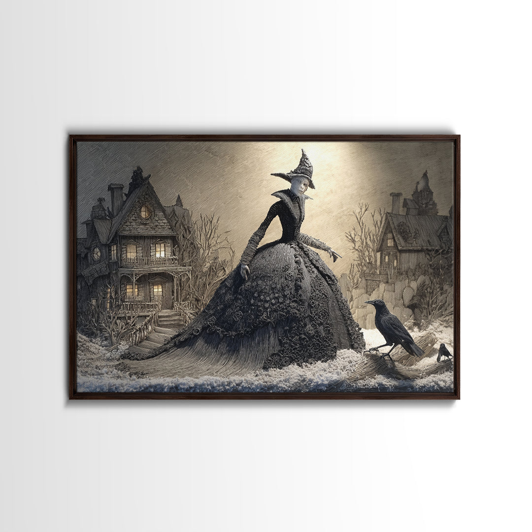 The Salt-Marsh Witch, Victorian Macabre Art, Landscape Wall Art, Macabre Wall Art, Canvas Print, Halloween Wall Art