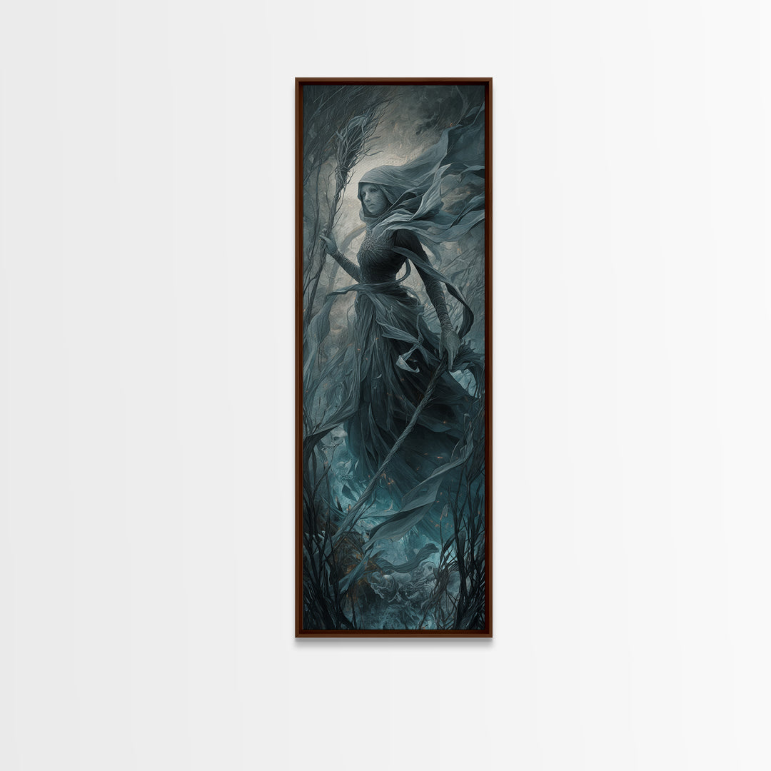 The Salt-Marsh Witch, Surreal Apocalyptic Art, Tall Narrow Wall Art, Macabre Wall Art, Canvas Print, Halloween Wall Art