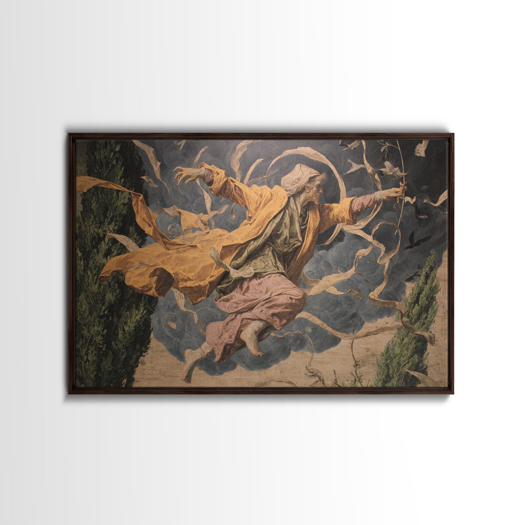 The Stone-Circle Spirit, Dark Renaissance Art, Landscape Wall Art, Macabre Wall Art, Framed Canvas Print, Halloween Wall Art