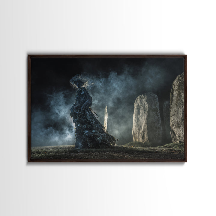 The Stone-Circle Spirit, Visionary Gothic Art, Landscape Wall Art, Dark Fantasy Wall Art, Canvas Print, Halloween Wall Art