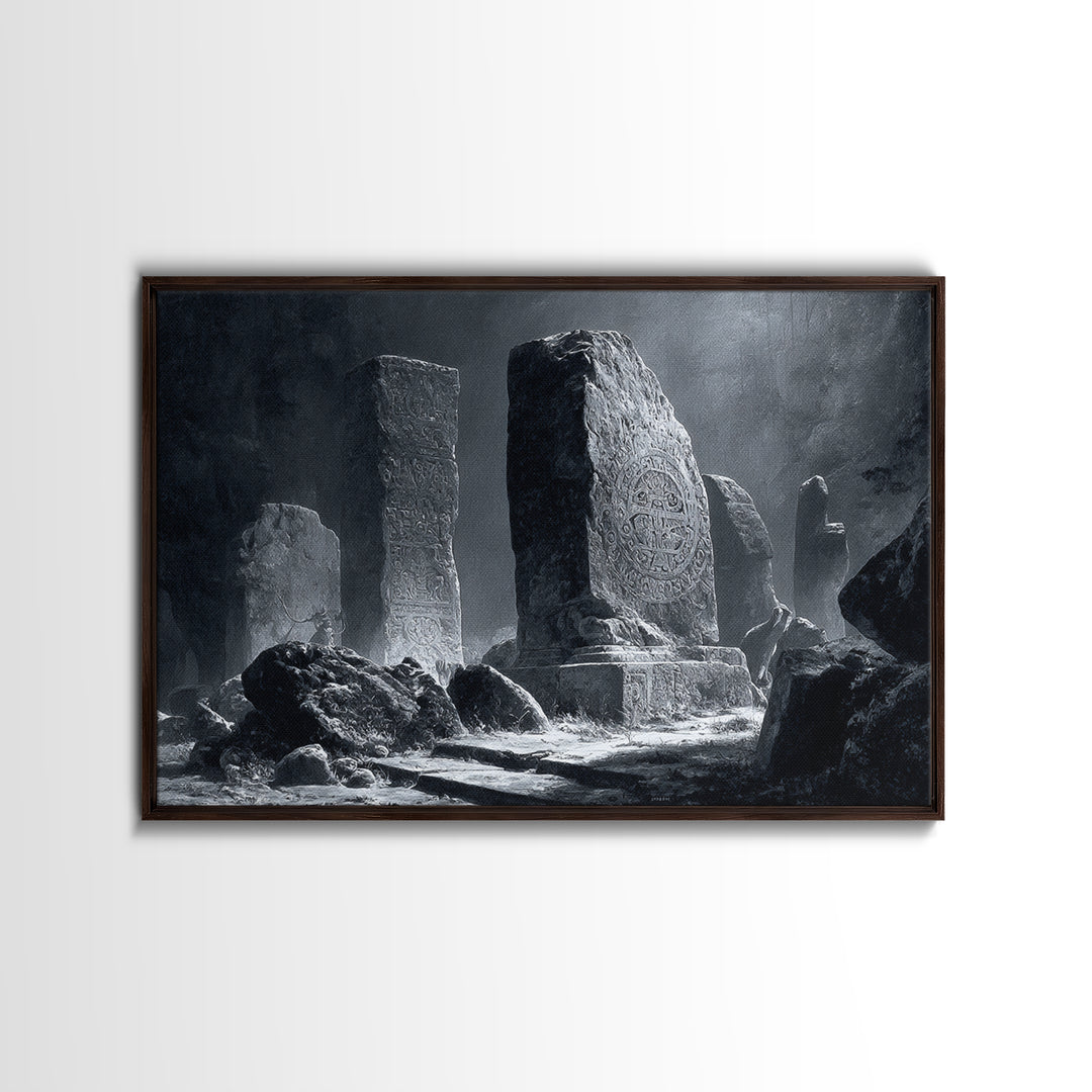 The Stone-Circle Spirit, Architectural Etching Art, Landscape Wall Art, Dark Fantasy Wall Art, Canvas Print
