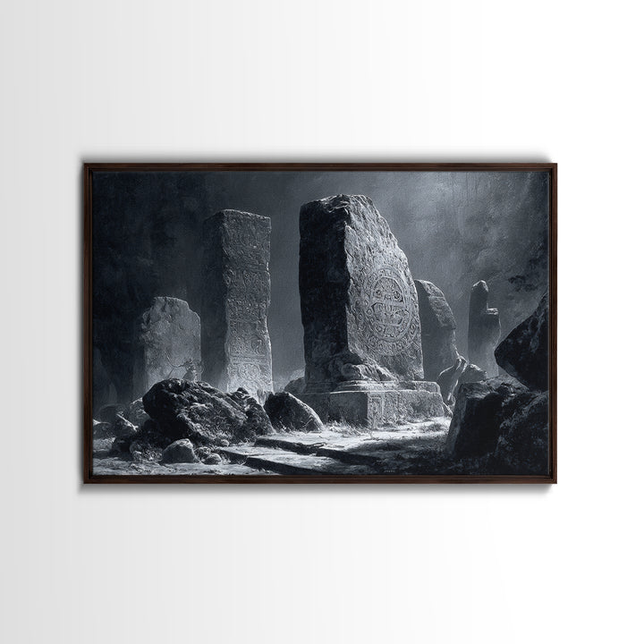 The Stone-Circle Spirit, Architectural Etching Art, Landscape Wall Art, Dark Fantasy Wall Art, Canvas Print