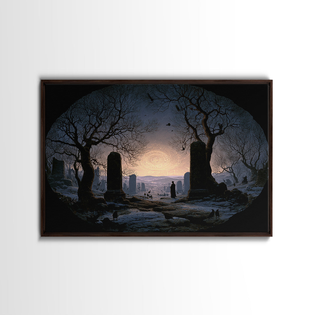 The Stone-Circle Spirit, Romantic Gothic Landscape, Landscape Wall Art, Dark Halloween Decor, Canvas Print, Halloween Wall Art