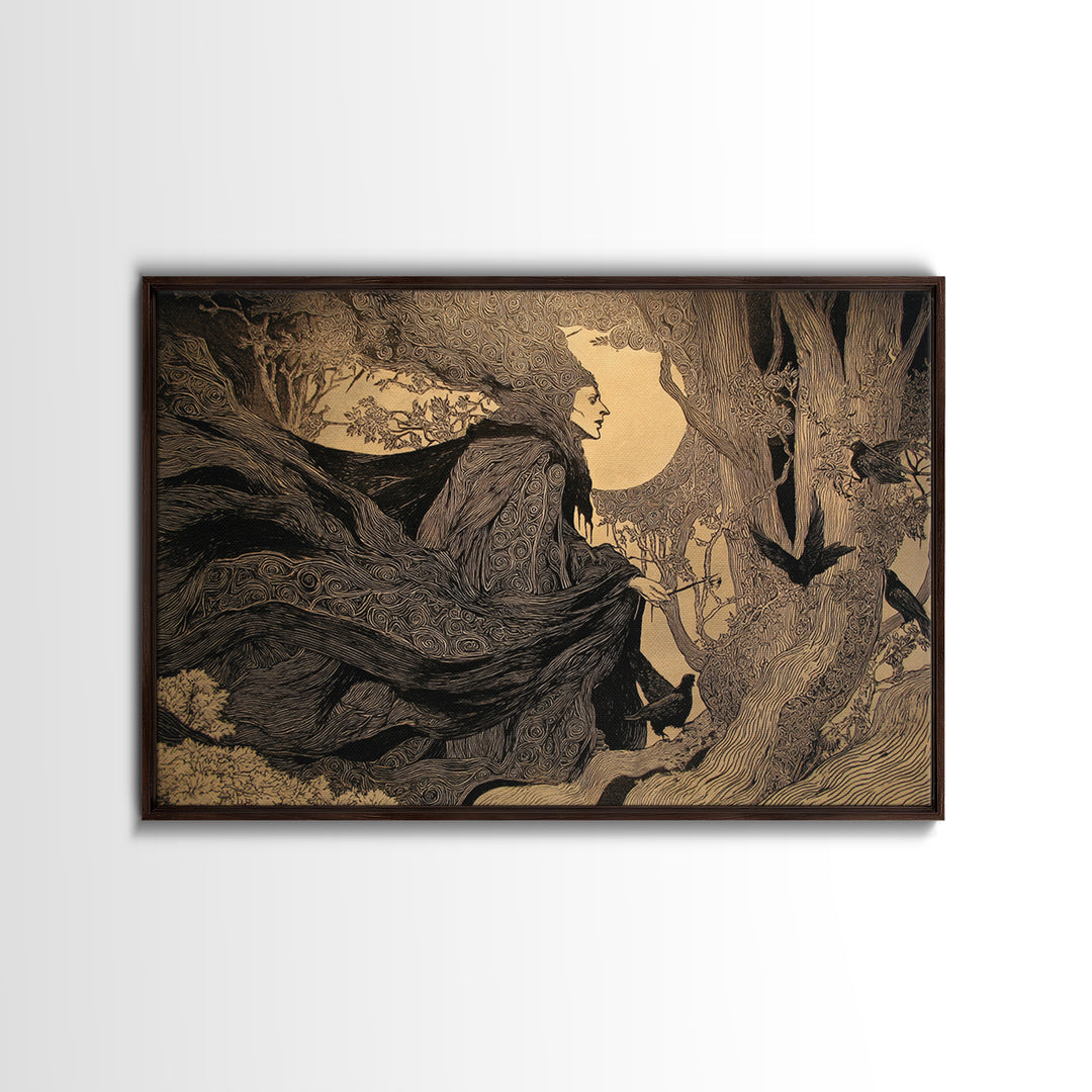 The Stone-Circle Spirit, Victorian Macabre Art, Landscape Wall Art, Gothic Horror Wall Art, Canvas Print, Halloween Wall Art