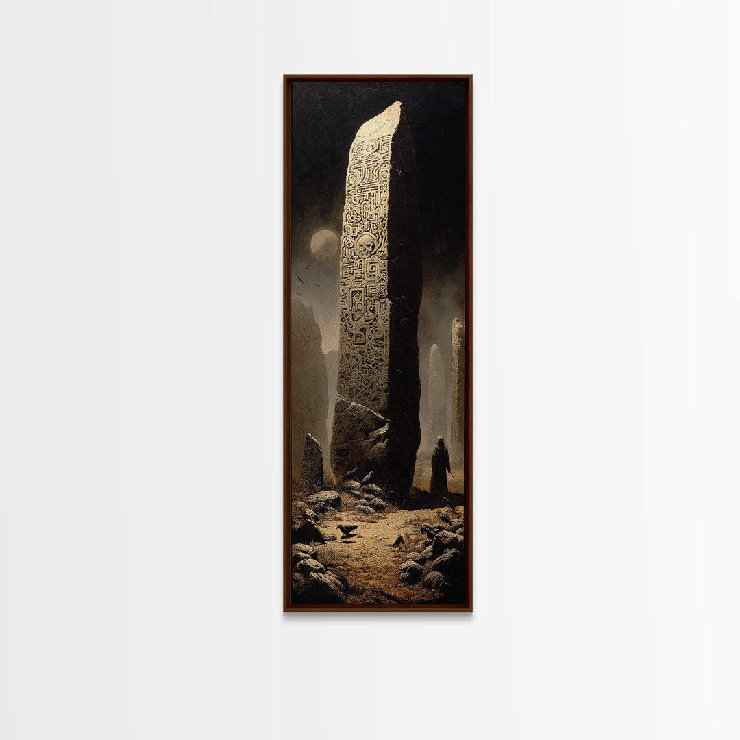 The Stone-Circle Spirit, Surreal Apocalyptic Art, Tall Narrow Wall Art, Dark Fantasy Wall Art, Framed Canvas Print