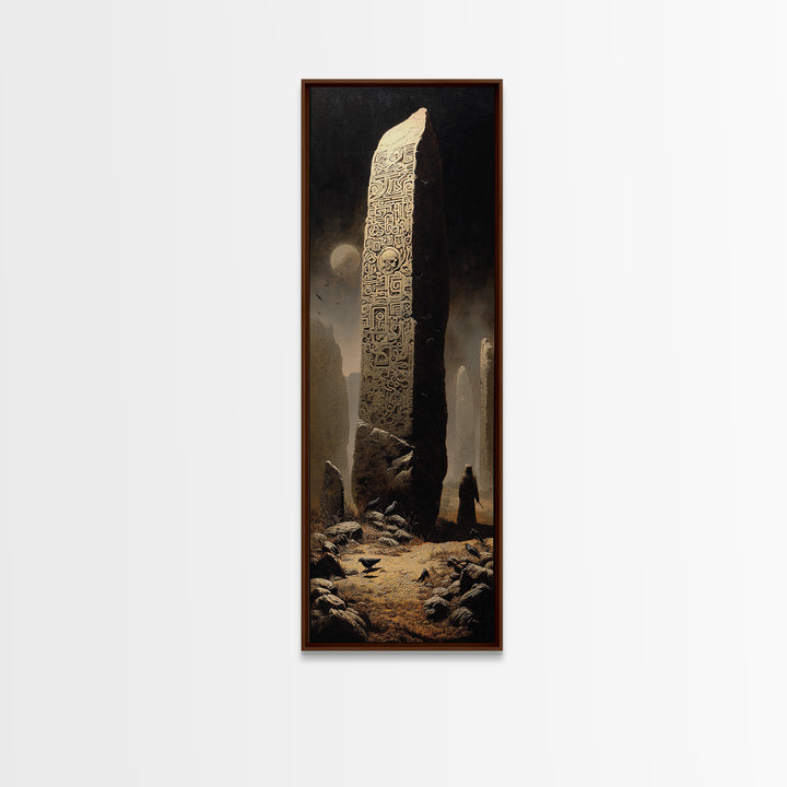 The Stone-Circle Spirit, Surreal Apocalyptic Art, Tall Narrow Wall Art, Dark Fantasy Wall Art, Framed Canvas Print