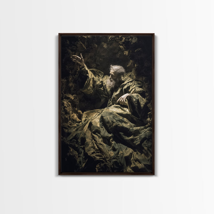 The Cave Oracle, Baroque Witchcraft Art, Vertical Wall Art, Macabre Wall Art, Framed Canvas Print, Halloween Wall Art