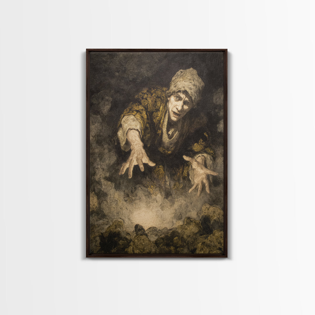 The Cave Oracle, Dark Romantic Horror Art, Vertical Wall Art, Dark Fantasy Wall Art, Canvas Print, Halloween Wall Art, Halloween Decor