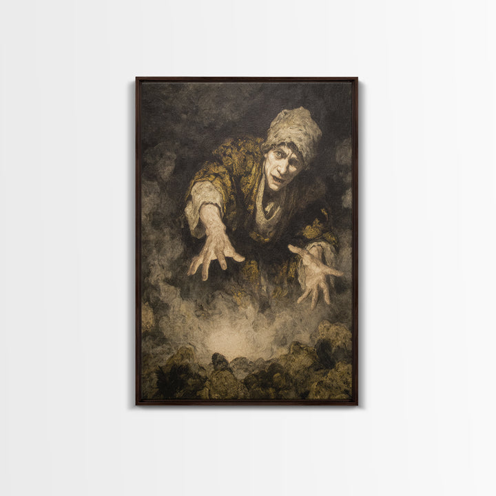 The Cave Oracle, Dark Romantic Horror Art, Vertical Wall Art, Dark Fantasy Wall Art, Canvas Print, Halloween Wall Art, Halloween Decor