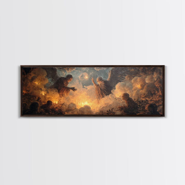 The Cave Oracle, Visionary Gothic Art, Extra Wide Wall Art, Dark Fantasy Wall Art, Canvas Print, Halloween Wall Art
