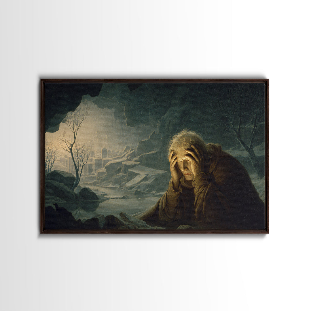 The Cave Oracle, Romantic Gothic Landscape, Landscape Wall Art, Gothic Horror Wall Art, Framed Canvas Print, Halloween Wall Art
