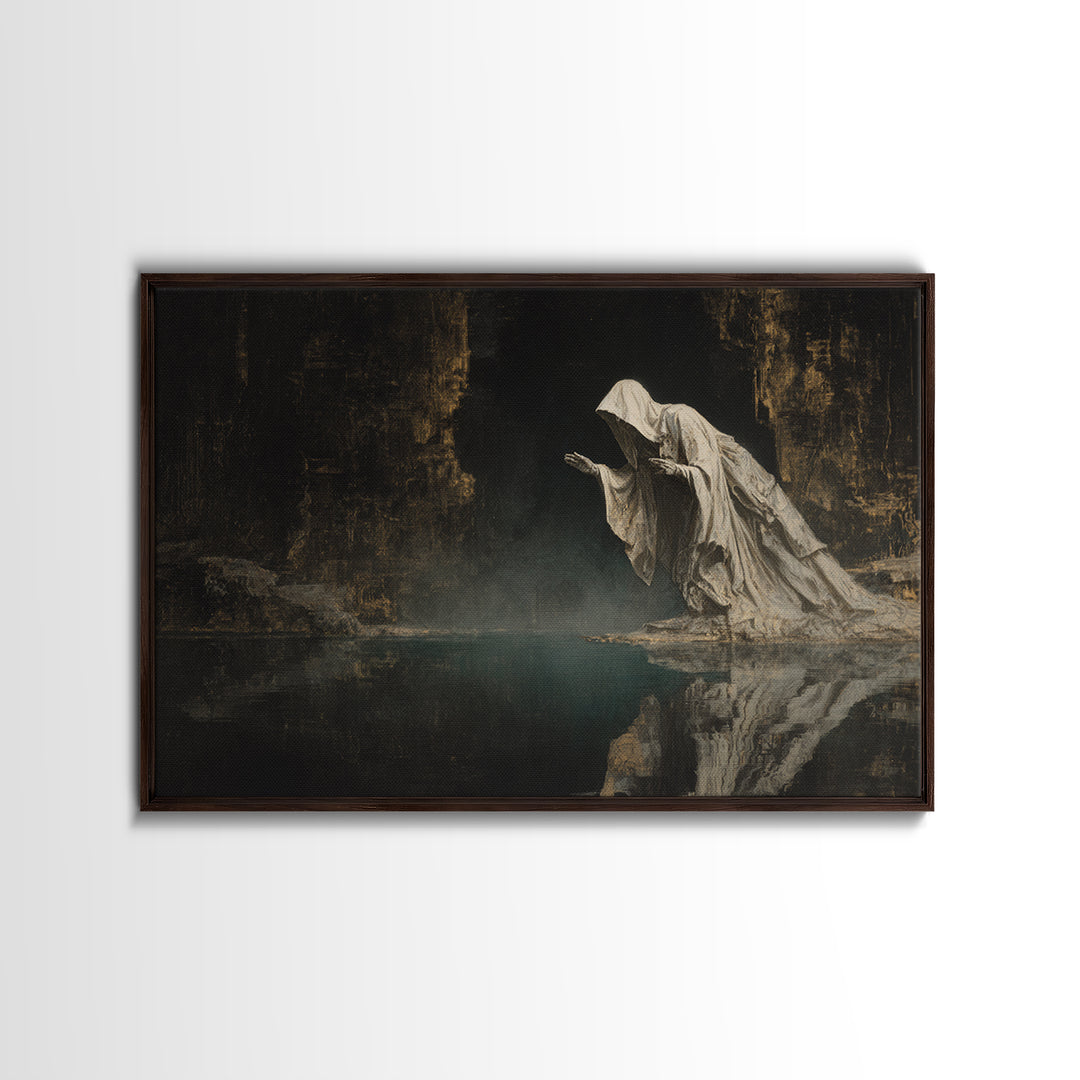 The Cave Oracle, Symbolist Gothic Landscape, Landscape Wall Art, Dark Halloween Decor, Canvas Print, Halloween Wall Art, Gothic Home Decor