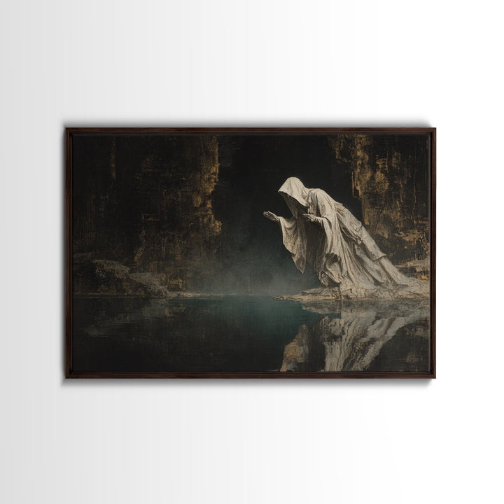 The Cave Oracle, Symbolist Gothic Landscape, Landscape Wall Art, Dark Halloween Decor, Canvas Print, Halloween Wall Art, Gothic Home Decor