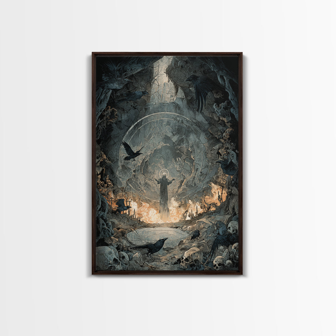The Cave Oracle, Decadent Gothic Art, Vertical Wall Art, Macabre Wall Art, Canvas Print, Halloween Wall Art, Halloween Decor