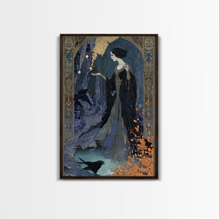 The Cave Oracle, Stained Glass Gothic Art, Vertical Wall Art, Dark Fantasy Wall Art, Canvas Print, Halloween Wall Art, Statement Wall Art