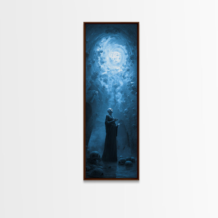 The Cave Oracle, Surreal Apocalyptic Art, Tall Narrow Wall Art, Dark Halloween Decor, Canvas Print, Halloween Wall Art