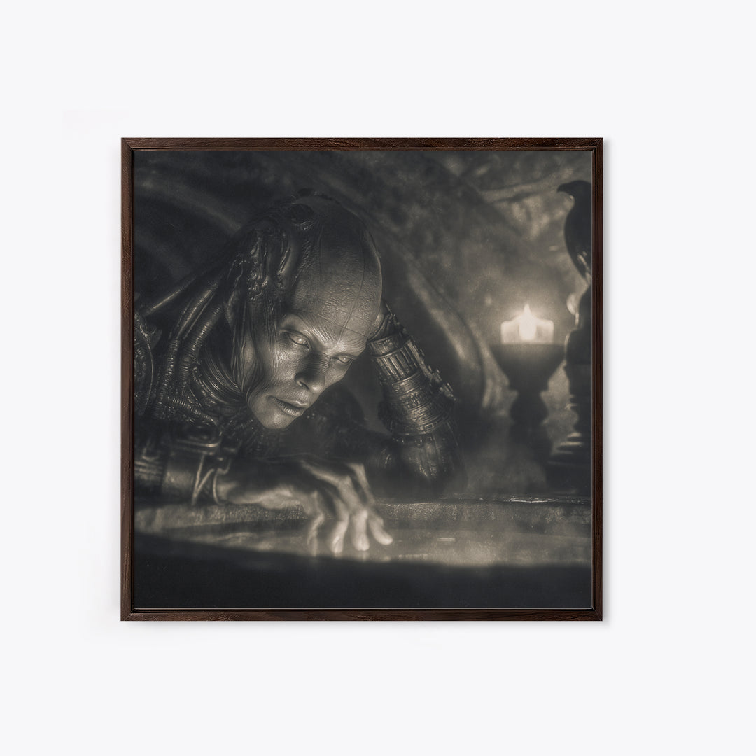 The Cave Oracle, Biomechanical Horror Art, Square Wall Art, Dark Fantasy Wall Art, Canvas Print, Halloween Wall Art, Halloween Decor