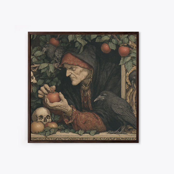 The Orchard Hag, Danse Macabre Art, Square Wall Art, Macabre Wall Art, Framed Canvas Print, Halloween Wall Art