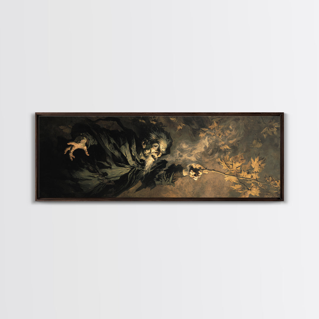The Orchard Hag, Dark Romantic Horror Art, Extra Wide Wall Art, Dark Fantasy Wall Art, Framed Canvas Print, Halloween Wall Art