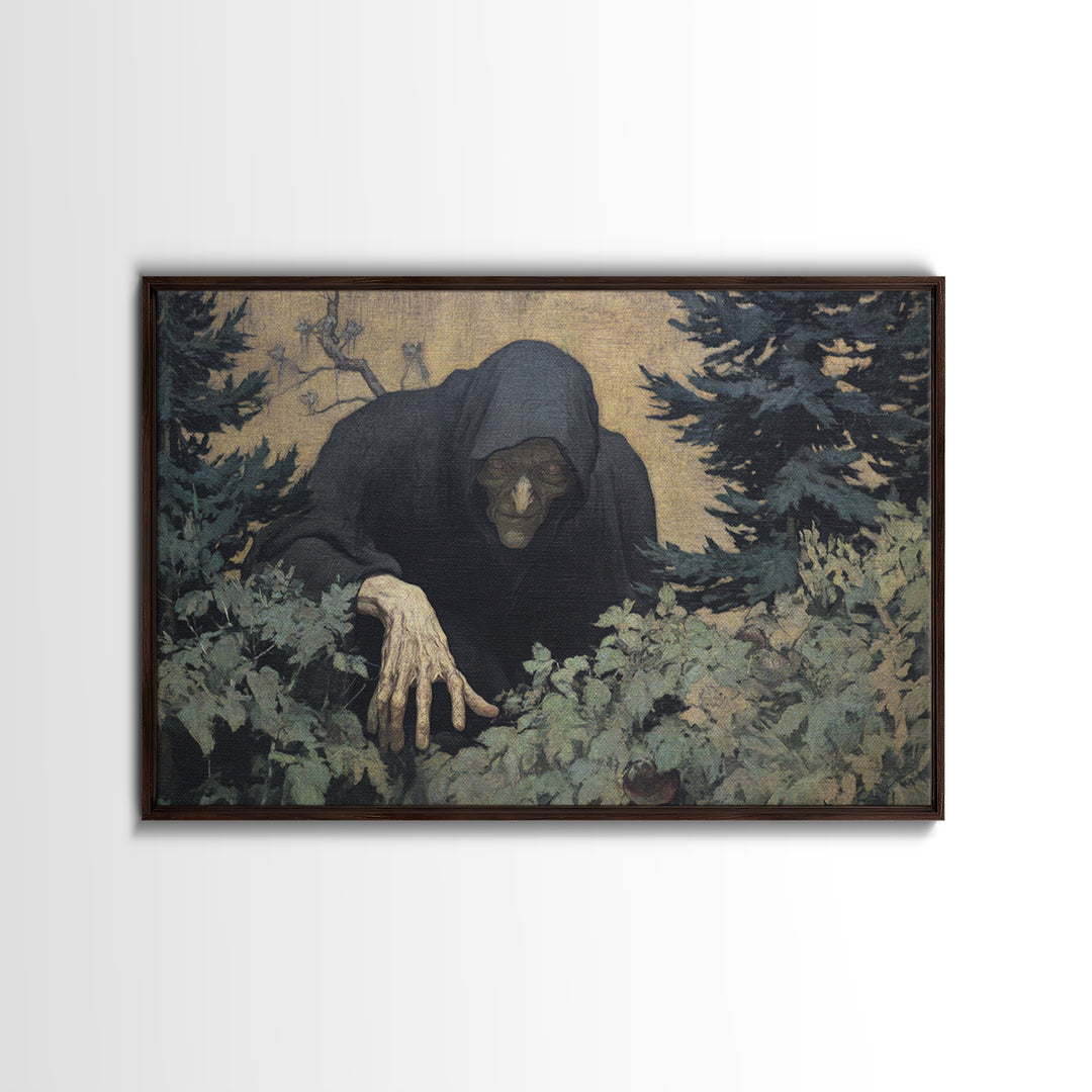 The Orchard Hag, Symbolist Gothic Landscape, Landscape Wall Art, Macabre Wall Art, Framed Canvas Print, Halloween Wall Art