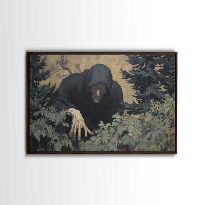 The Orchard Hag, Symbolist Gothic Landscape, Landscape Wall Art, Macabre Wall Art, Framed Canvas Print, Halloween Wall Art