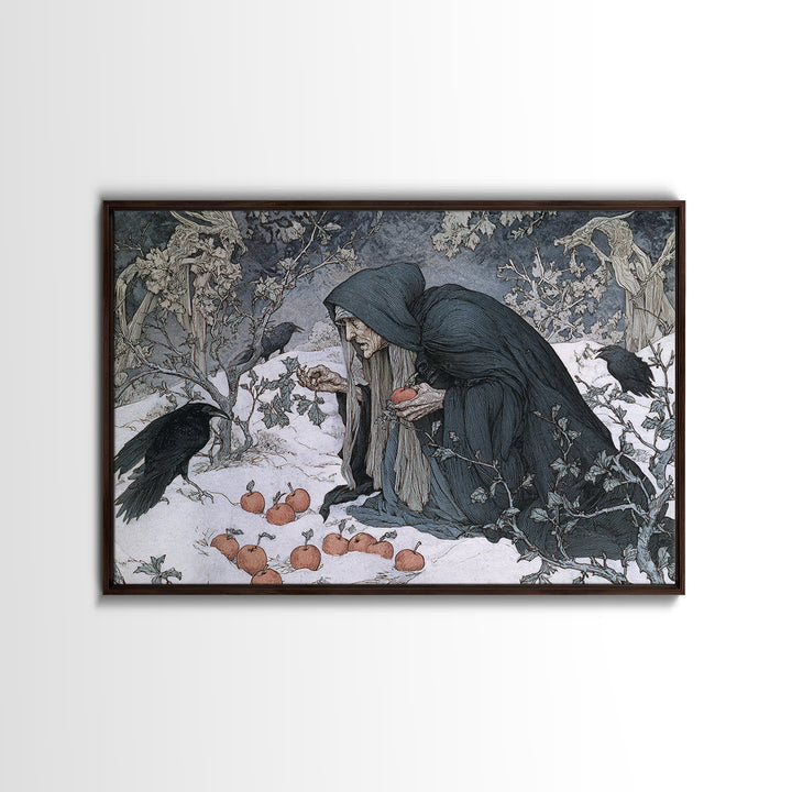 The Orchard Hag, Symbolist Death Art, Landscape Wall Art, Macabre Wall Art, Canvas Print, Halloween Wall Art, Seasonal Home Decor