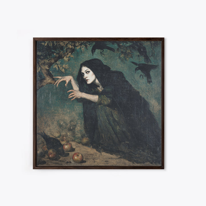 The Orchard Hag, Dark Symbolist Art, Square Wall Art, Macabre Wall Art, Framed Canvas Print, Halloween Wall Art