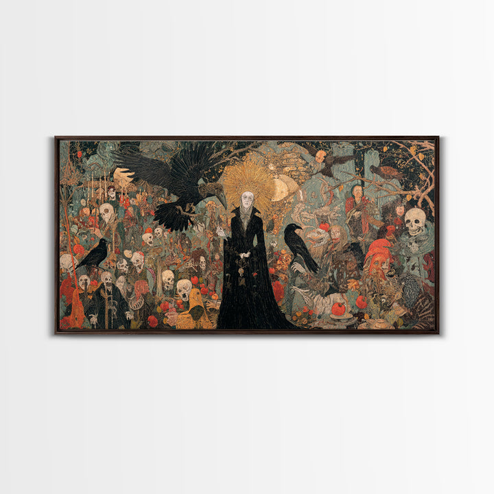 The Orchard Hag, Grotesque Carnival Art, Wide Panoramic Art, Macabre Wall Art, Framed Canvas Print, Halloween Wall Art, Dark Fantasy Art