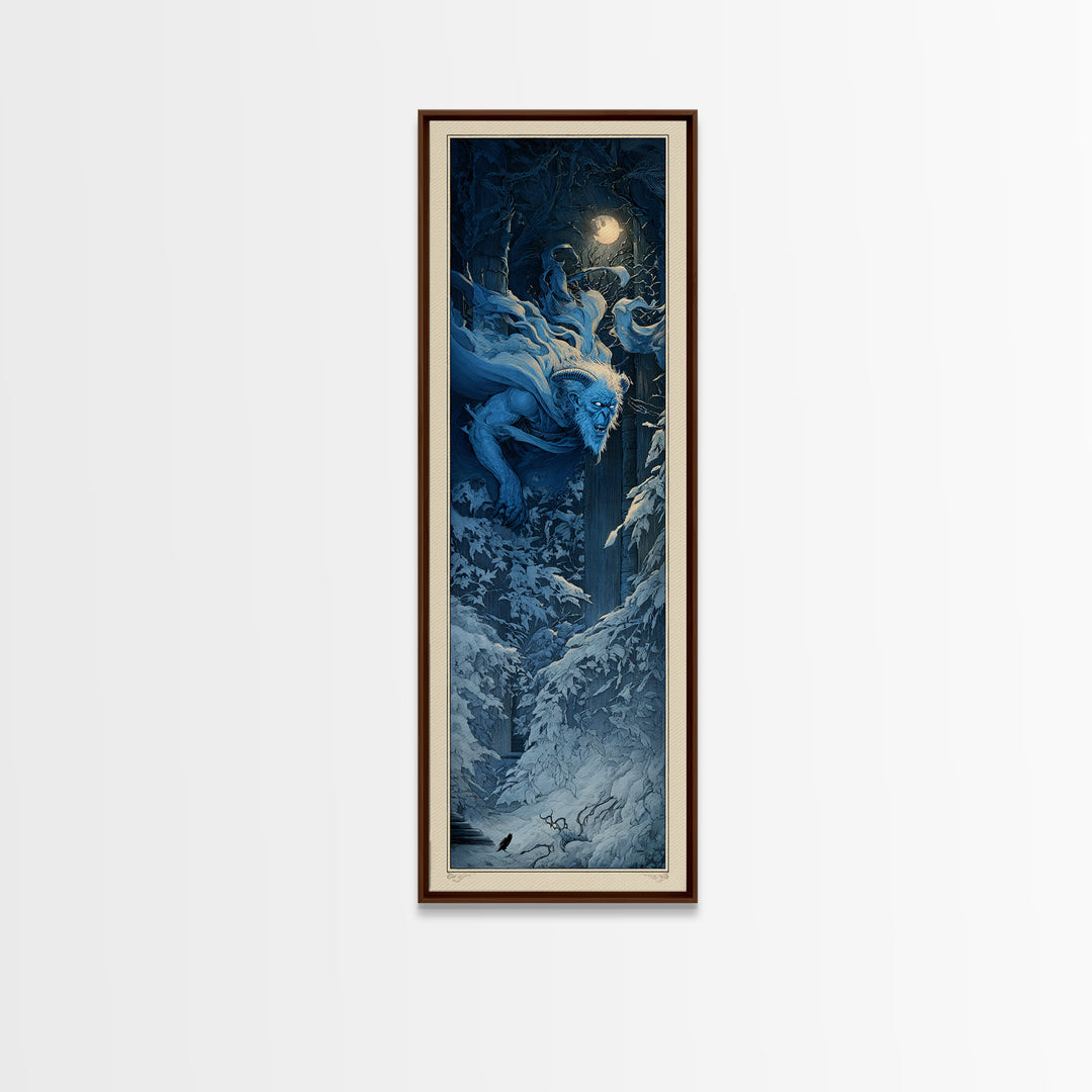 The Frost Goblin, Gothic Engraving Art, Tall Narrow Wall Art, Gothic Horror Wall Art, Framed Canvas Print, Halloween Wall Art