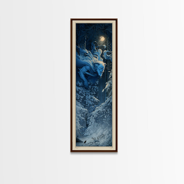 The Frost Goblin, Gothic Engraving Art, Tall Narrow Wall Art, Gothic Horror Wall Art, Framed Canvas Print, Halloween Wall Art
