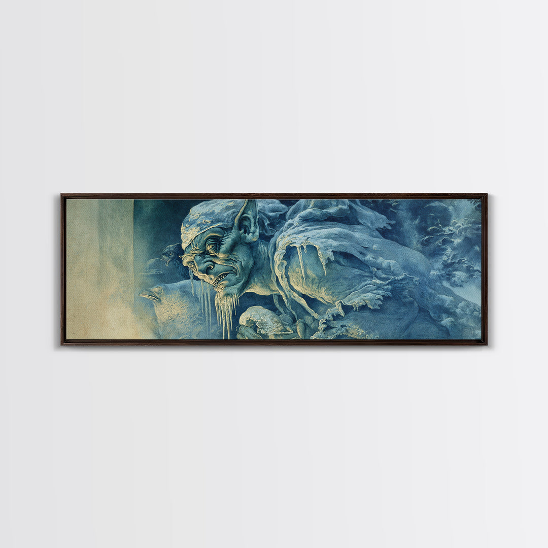 The Frost Goblin, Dark Renaissance Art, Extra Wide Wall Art, Dark Fantasy Wall Art, Canvas Print, Halloween Wall Art