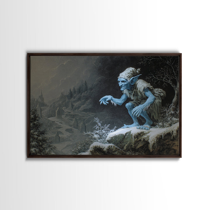 The Frost Goblin, Romantic Gothic Landscape, Landscape Wall Art, Dark Fantasy Wall Art, Framed Canvas Print, Halloween Wall Art