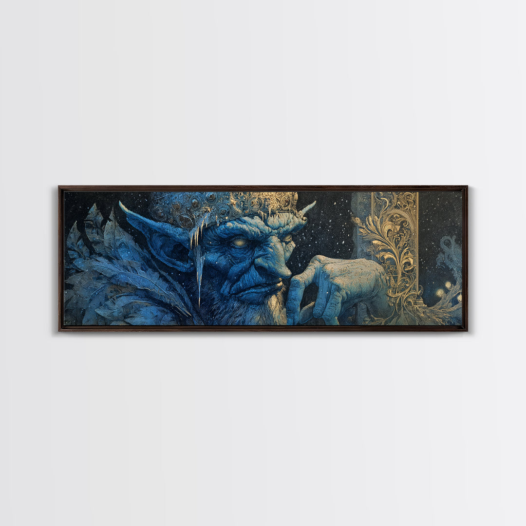 The Frost Goblin, Ornate Symbolist Art, Extra Wide Wall Art, Macabre Wall Art, Framed Canvas Print, Halloween Wall Art