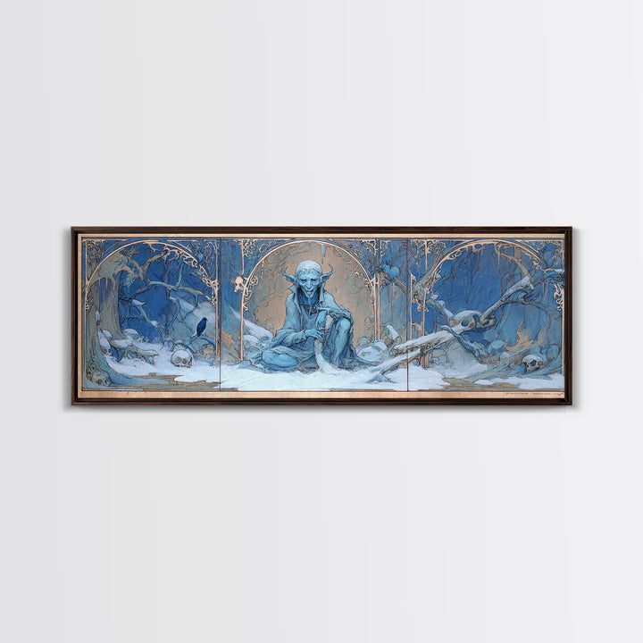 The Frost Goblin, Decadent Gothic Art, Extra Wide Wall Art, Macabre Wall Art, Framed Canvas Print, Halloween Wall Art