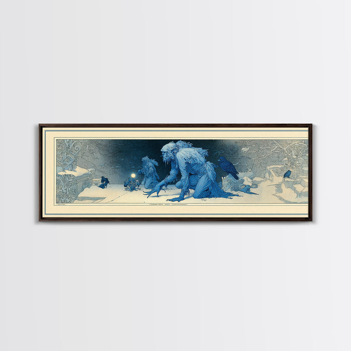 The Frost Goblin, Symbolist Death Art, Extra Wide Wall Art, Macabre Wall Art, Framed Canvas Print, Halloween Wall Art