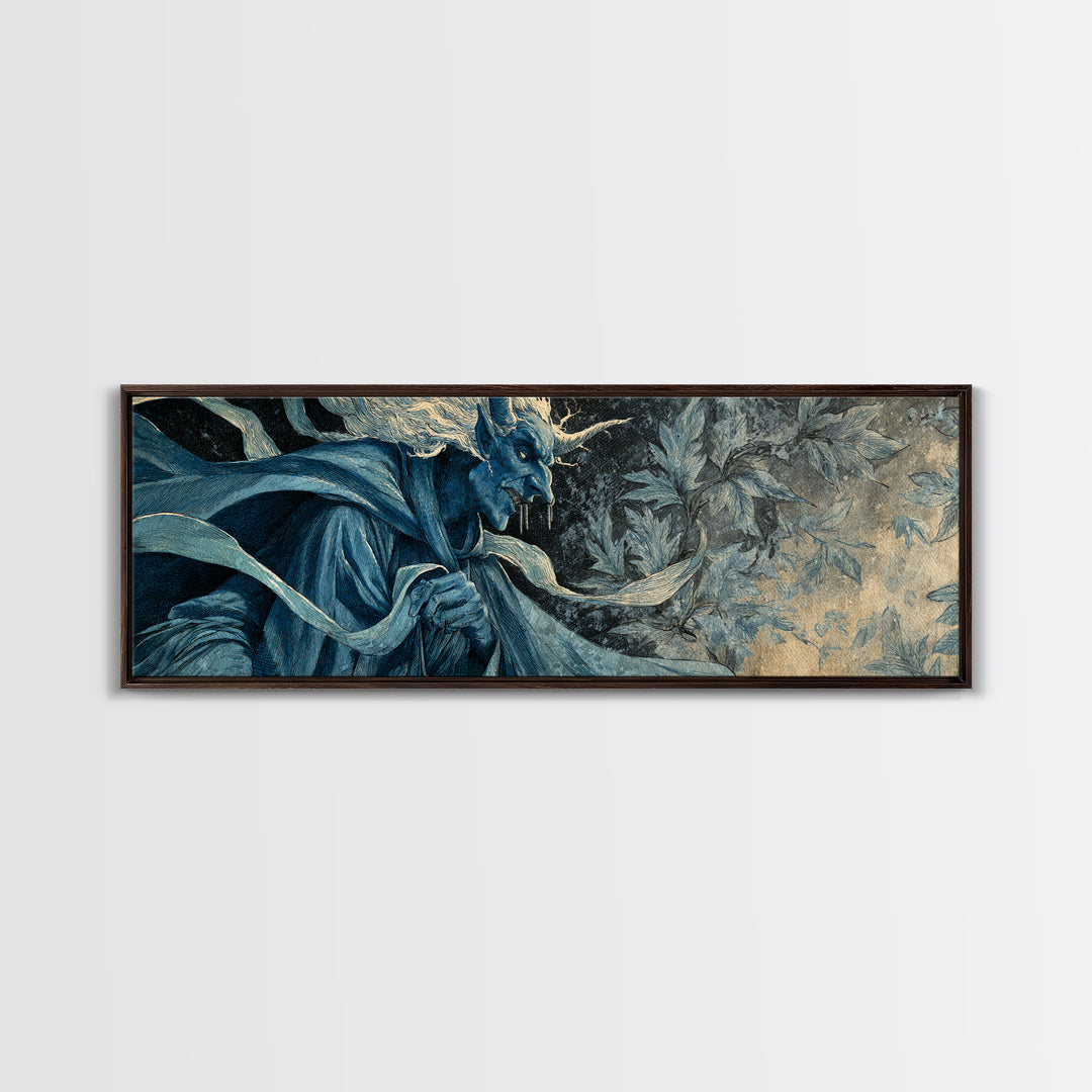 The Frost Goblin, Dark Symbolist Art, Extra Wide Wall Art, Macabre Wall Art, Framed Canvas Print, Halloween Wall Art