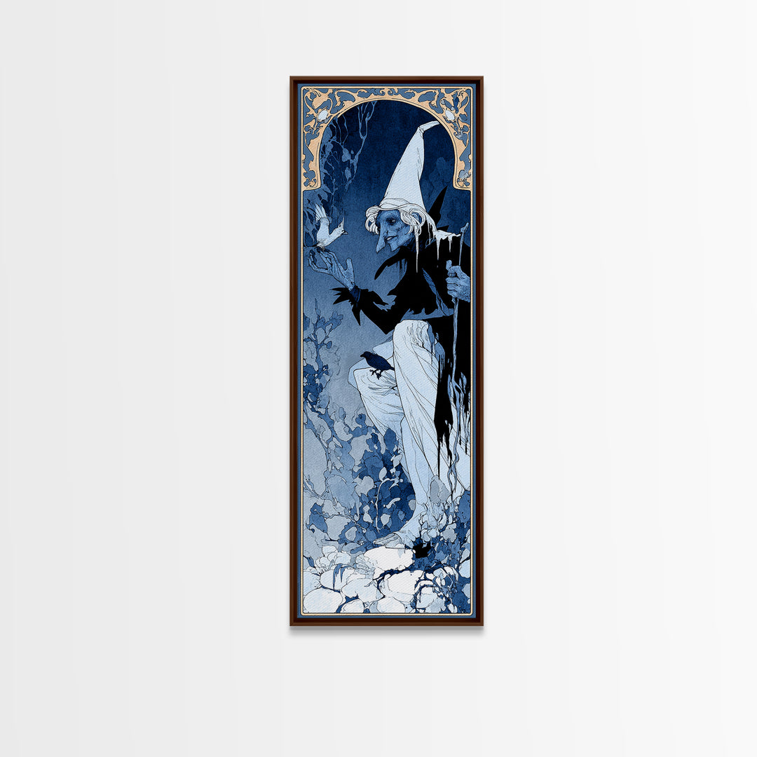 The Frost Goblin, Decadent Line Art, Tall Narrow Wall Art, Dark Fantasy Wall Art, Canvas Print, Halloween Wall Art
