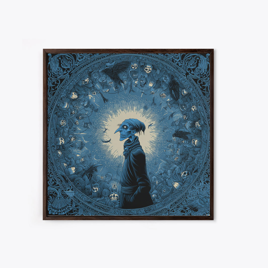 The Frost Goblin, Macabre Folk Print Art, Square Wall Art, Macabre Wall Art, Canvas Print, Halloween Wall Art, Halloween Decor