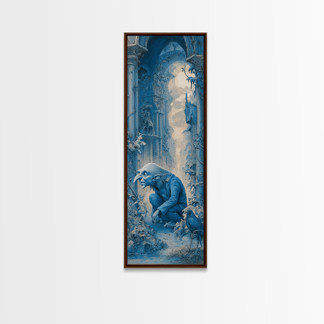The Frost Goblin, Surreal Apocalyptic Art, Tall Narrow Wall Art, Dark Halloween Decor, Canvas Print, Halloween Wall Art