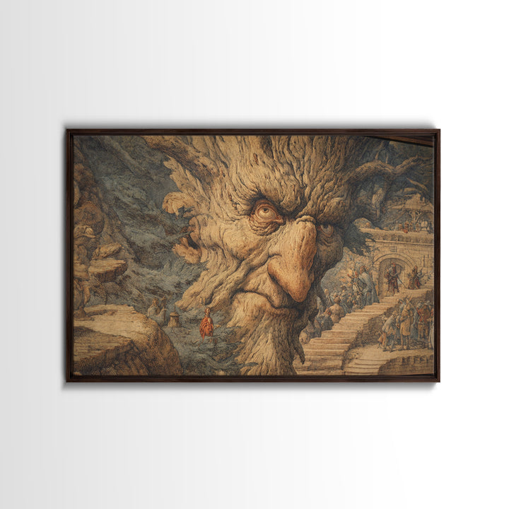 The Hollow-Tree Monster, Medieval Grotesque Art, Landscape Wall Art, Gothic Horror Wall Art, Canvas Print, Halloween Wall Art