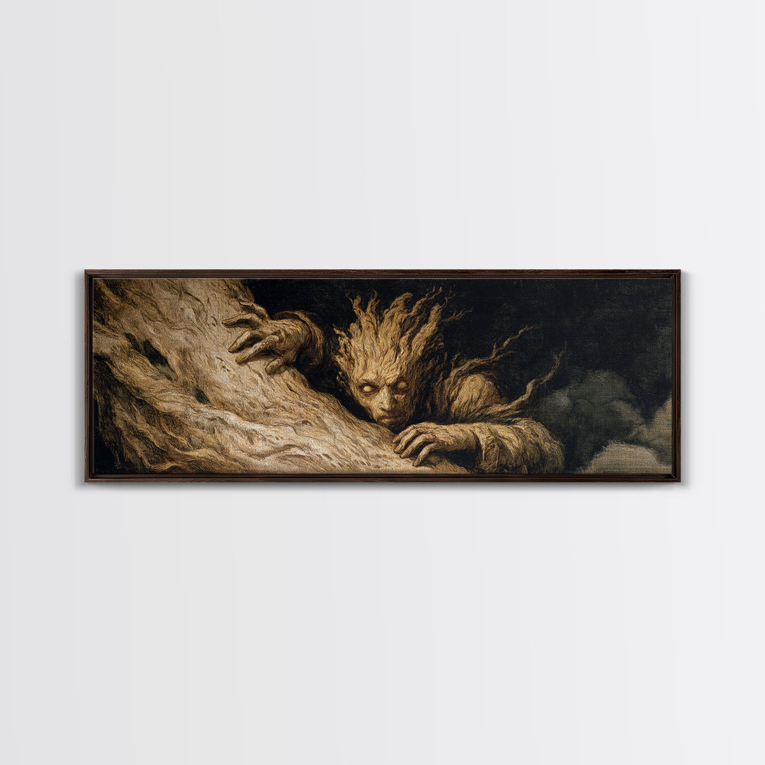 The Hollow-Tree Monster, Gothic Nightmare Art, Extra Wide Wall Art, Macabre Wall Art, Framed Canvas Print, Halloween Wall Art
