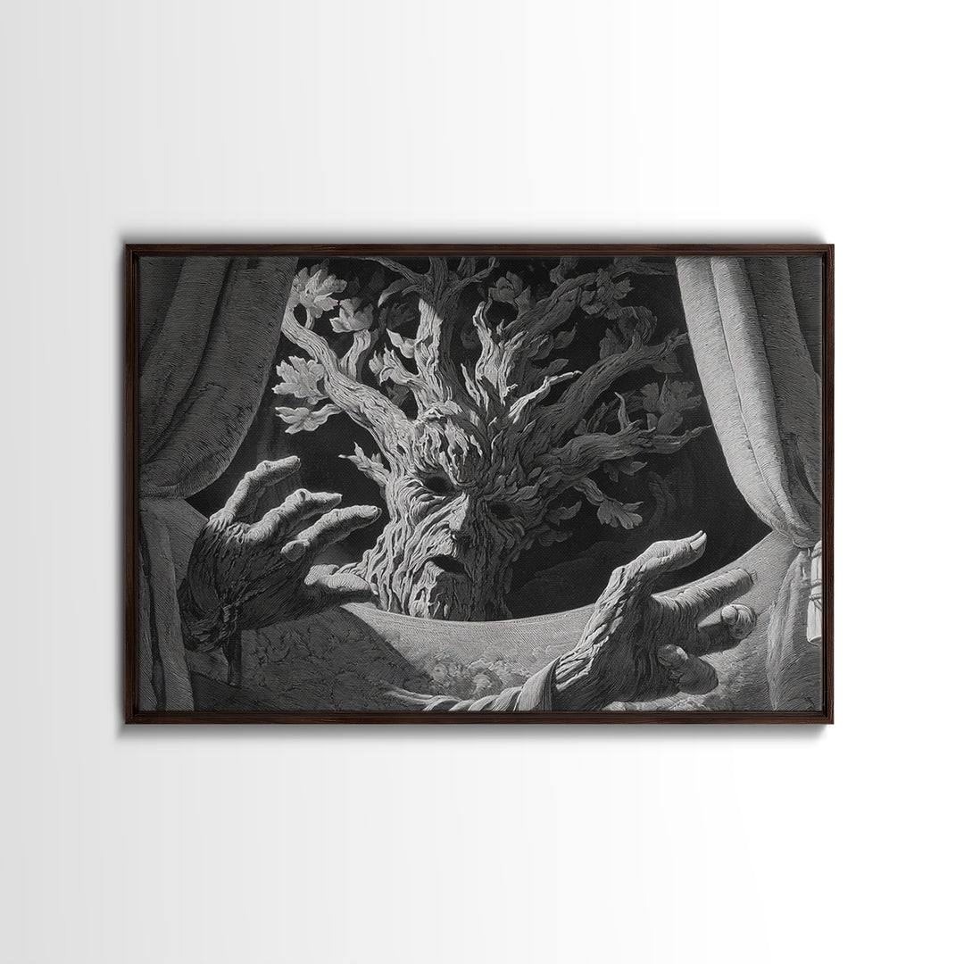 The Hollow-Tree Monster, Visionary Gothic Art, Landscape Wall Art, Dark Fantasy Wall Art, Canvas Print, Halloween Wall Art