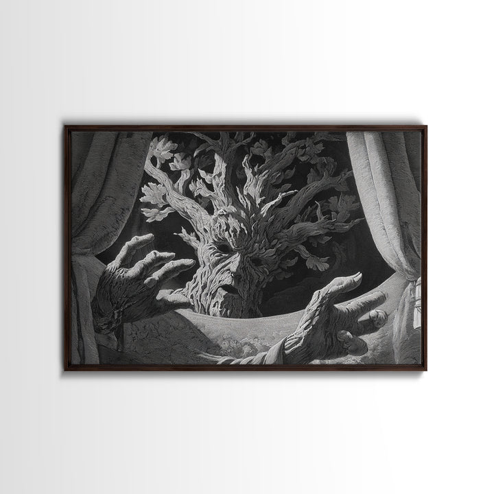 The Hollow-Tree Monster, Visionary Gothic Art, Landscape Wall Art, Dark Fantasy Wall Art, Canvas Print, Halloween Wall Art
