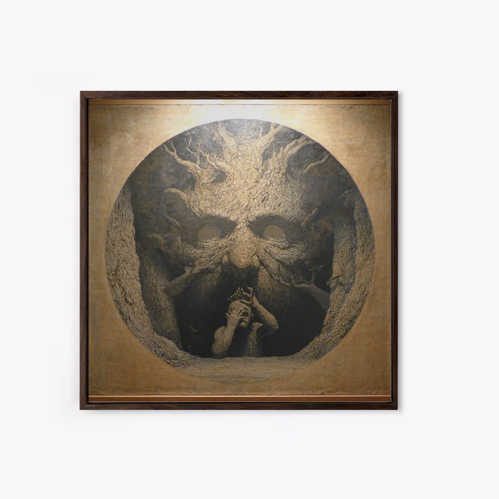 The Hollow-Tree Monster, Symbolist Dream Art, Square Wall Art, Macabre Wall Art, Framed Canvas Print, Halloween Wall Art