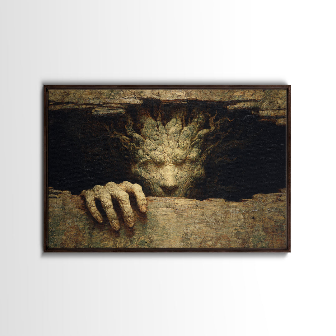 The Hollow-Tree Monster, Symbolist Gothic Landscape, Landscape Wall Art, Dark Fantasy Wall Art, Framed Canvas Print, Halloween Wall Art