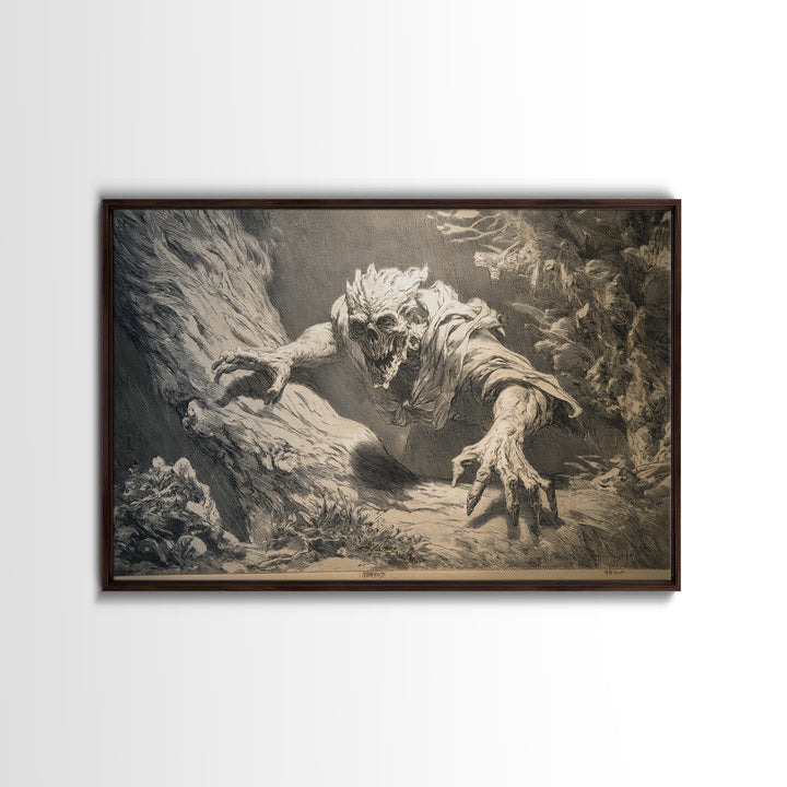 The Hollow-Tree Monster, Decadent Gothic Art, Landscape Wall Art, Gothic Horror Wall Art, Canvas Print, Halloween Wall Art