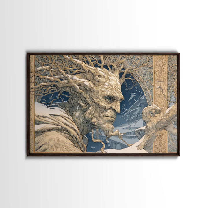 The Hollow-Tree Monster, Symbolist Death Art, Landscape Wall Art, Dark Halloween Decor, Canvas Print, Halloween Wall Art